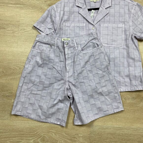 NWT Madewell Bermuda Shorts in Checkerboard Jacquard‎ Women's 30 Color Lavander - Picture 4 of 8